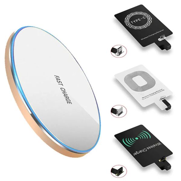 Carica Chargers Original Universal Wireless Caring Pad per iPhone5 6 7 8 Caricabatterie wireless+bobina del ricevitore Qi per Samsung Xiaomi Huawei