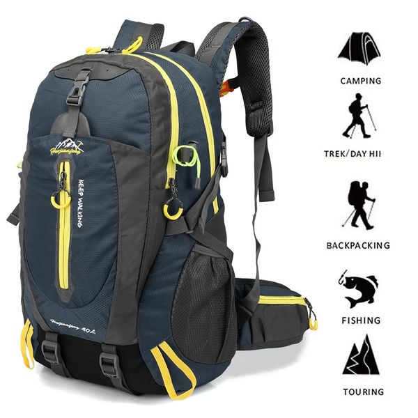 40l açık kamp çantası tırmanma çantası sırt çantası su geçirmez taktik çanta yürüyüş tırmanışı için trekking avcılığı avcılık erkekleri kadın spor çantaları 240411