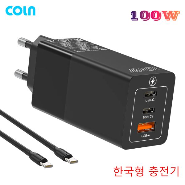 Chargers PD 100W USB C GAN Carregador Coln 3 Porta 100W TIPEC Fast Charger Power Adapter PPS 45W para laptops MacBooks iPhone Samsung S23ultra