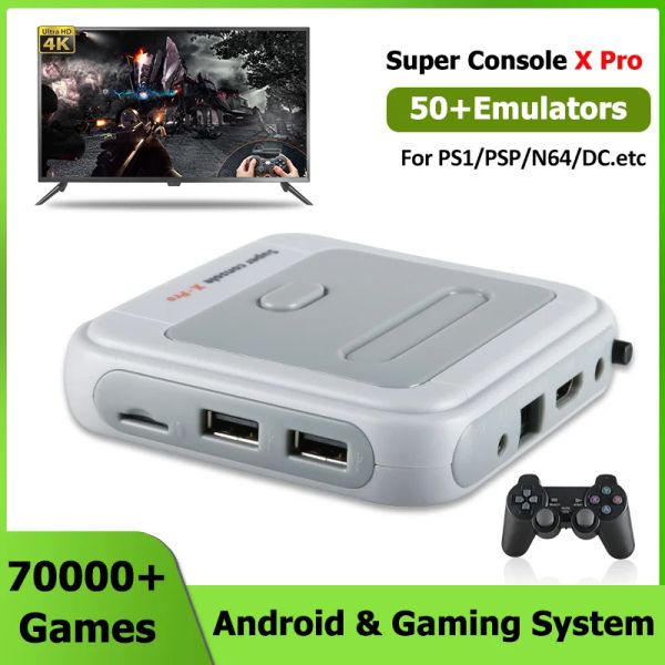 Consoles Super Console X Pro Retro Video Game Console TV Box Box Box Box em um emuladores de mais de 50 anos de obtenção de mais de 70.000 jogos para PSP/PS1/N64/NDS