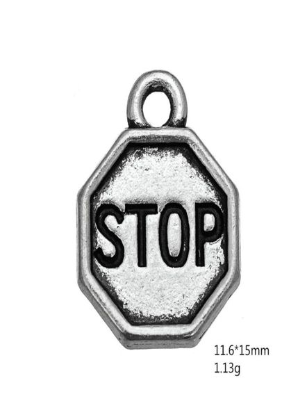 50pcs metal liga de zinco Charms Dangle Jewelry Letter Handmade Stop Stop Sign Pingents for DIY charme jóias inteiras 31795279417076