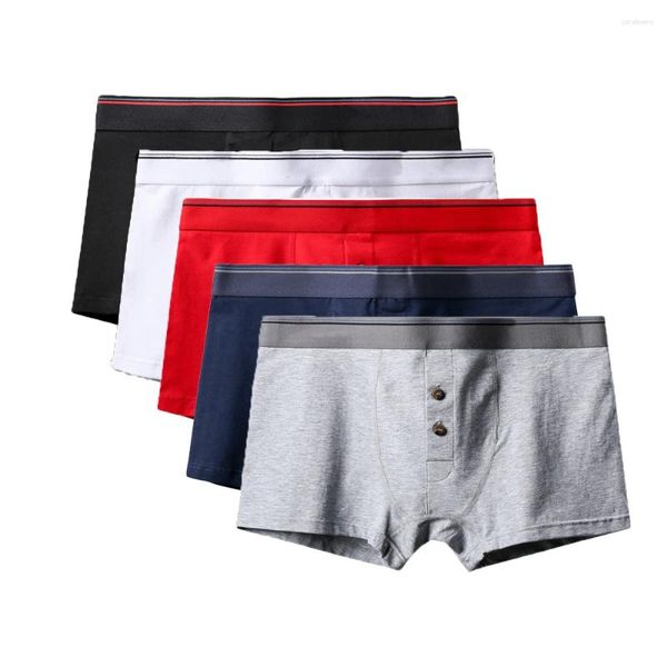 Underpants 5pcs/Lot Button Cotton Boxer Männer Unterwäsche Boxer atmungsaktiv u konvexe Männer Shorts Herren Höschen für männlich 4xl 5xl 6xl