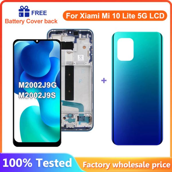 Teste de 100% para Xiaomi mi 10 Lite 5G Digitador de tela de toque LCD Display LCD Digitalizador Assambly com quadro para Xiaomi Mi10 Lite M2002J9G