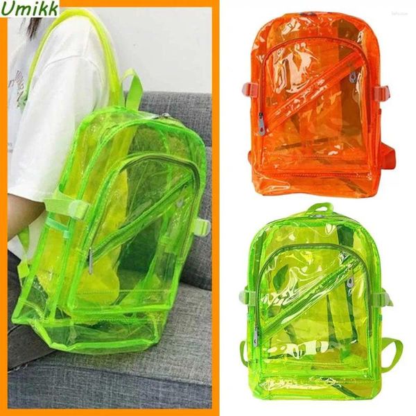 Mochila unissex PVC Jelly Lightweight Transparent Visible School School School School impermeável Knapsack Korean Girls Bookbags