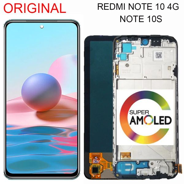 DRAAIGEREEDSCHAP 6.43 '' Xiaomi Redmi için Süper AMOLED ekran Not 10 4G M2101K7AI M2101K7AG LCD ekran Redmi Note 10s için ekran sayısallaştırıcısı