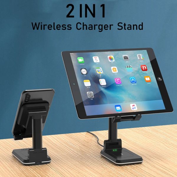 Chargers Fast Wireless Charger Suporte para iPad Mini iPhone x 8plus XR 11 Pro XS Max AirPods 2 Pro Samsung S9 Note9 Tablet Charging Stand