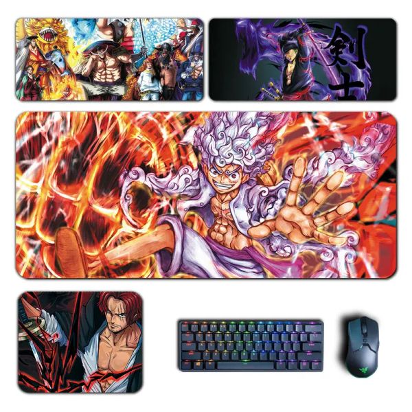 Pads Anime One Piece XXL Mousepad Shanks Zoro Luffy Ace Sanji Lei de Água Lei Grande Mouse Pad Manga Computador Acessórios