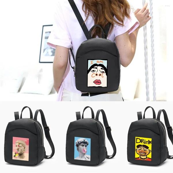 Rucksack lustiger Druck kleiner Umhängetasche für jugendliche Mädchen Mode Frauen lässig Daypack Dudelsack Female School Mini