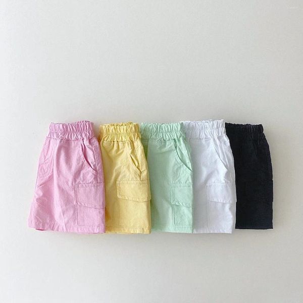 Shorts verão crianças meninos cor sólida cor de linho de algodão pão de linho de algodão Bloomers Bloomers 6 meses e 4 anos