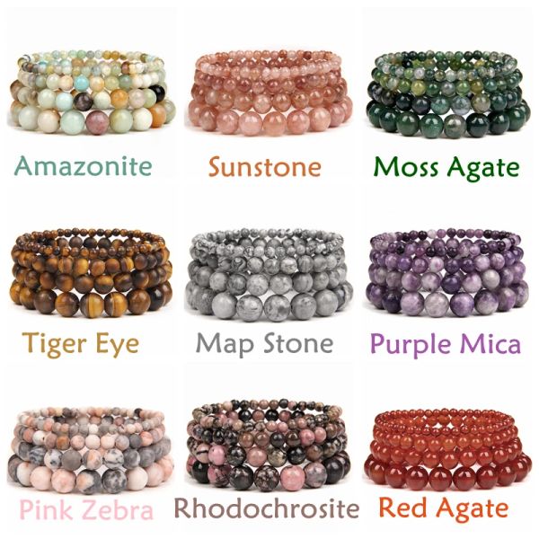 Strands 1pc 4 6 8 10 mm Agate naturale gemma pietra di pietra perline di bracciale Donne uomini uomini amante amante Amante di guarigione braccialetti regali all'ingrosso