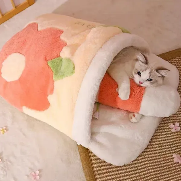 Ospita giapponese sakura da gatto caldo gatto sacchetto sonno sonno profondo inverno cani gatti cuscino nido con cuscino