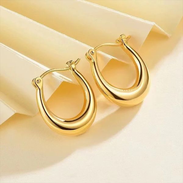 Ohrringe Miqiao Real 18k Gold Hoop Ohrring für Frauen rein Au750 Usted Design Light Luxus Einfacher Ohrringe Fein Schmuck Geschenk