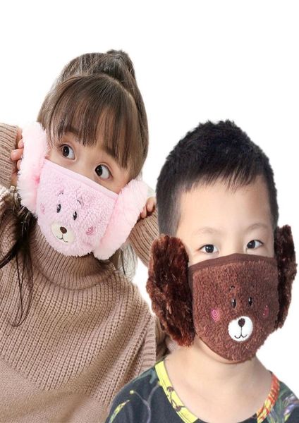 DHL KIDS CRIANÇAS Ear Proteção Máscara Máscara de Máscara Primeira Plexh Bordado Design 2 em 1 Criança Máscaras de Face de Inverno Crianças Muthmuff Dustpr5070217