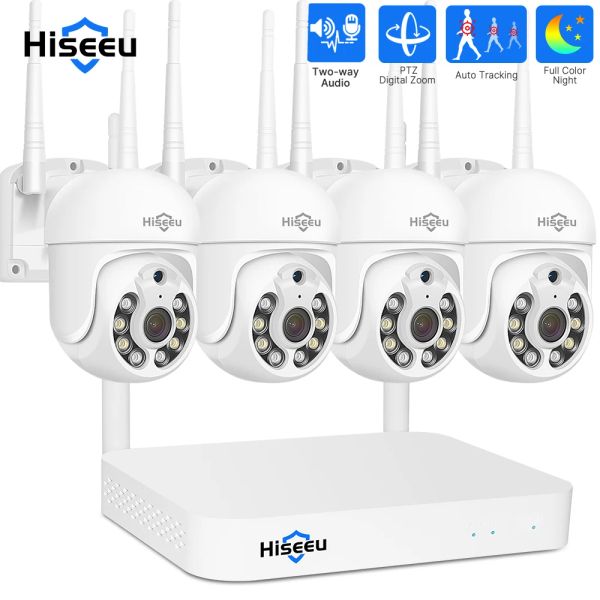 CAMERAS HISEEU 5MP WiFi CCTV Sistema di sicurezza della telecamera PTZ Kit 10ch NVR Registratore AI Tracciamento Motion Tonifica IP Set di videosorveglianza Sistema