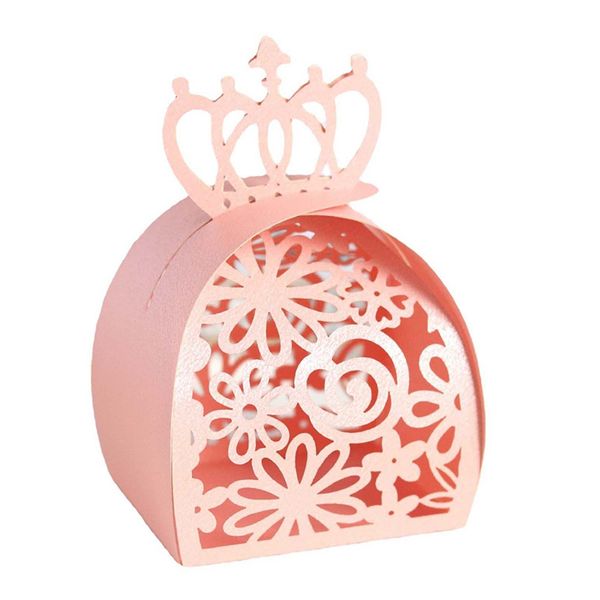Romantic Hollow Laser Cut Paper Candy Box Wedding Birthday Baby Shower Reg Regone Pacchetto Decorazione Crown Box