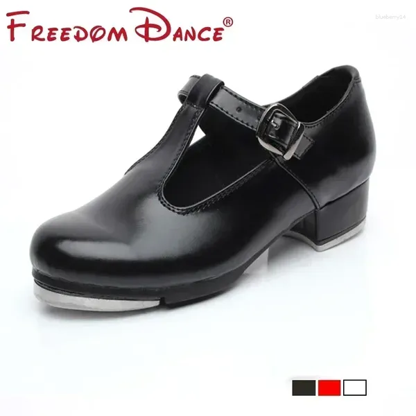 Танцевальная обувь t-образный мерцающий кран для детей девочки Женщины патентные кожа