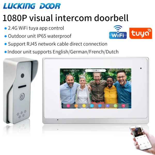 Câmeras 2.4g wifi tuya ip videowhopphone intercom System System para villa 1080p Touch Screen Outdoor IP65 Câmera de campainha rj45 à prova d'água RJ45