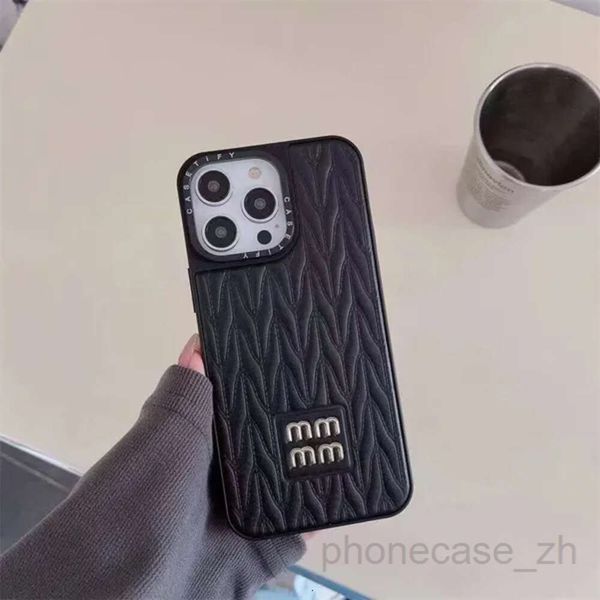 Telefon Mobile einfache Schutzhülle Designer Ledermuster iPhone Hüllen klassische 14 Phonecase für 14Pro 13 Pro Max 12 CoAAAA