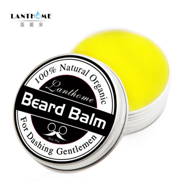 Espuma 100pcs Condicionador de barba natural Bálsamo de barba para crescimento de barba e cera de bigode orgânica para um estilo de acabamento liso da barba