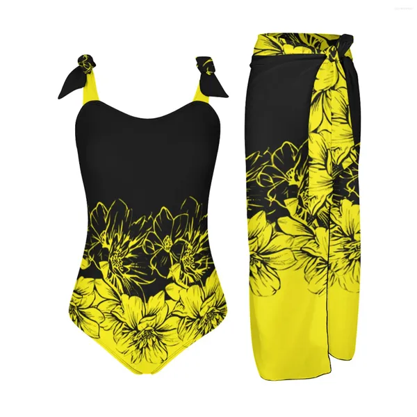 Mulheres femininas Mulheres Vintage Colorblock Abstract Floral Print 1 Conclua duas roupas de biquíni Monokini Monokini Monokini