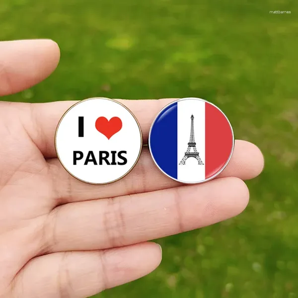 Broşlar Paris 2024 Pin Fransa bayrağı Eyfel Tower Resim Cam Cabochon Erkekler İçin Kadın Hadi Hediyesi Hediyesi