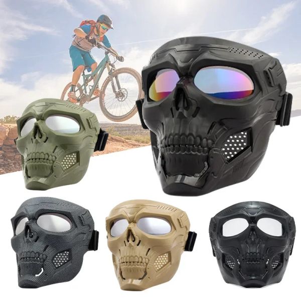 Máscaras de ciclismo cor de moto de óculos de ciclismo máscara de esqueleto máscara à prova de vento máscara face máscara de paintball de proteção tática Máscara de capacete