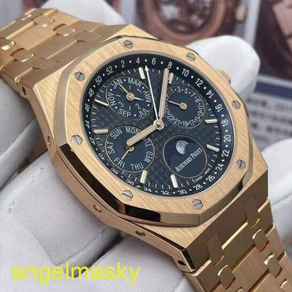 Ladies 'AP Armband Watch Royal Oak Serie 26574OR ROSE Gold Blue Blue Dial Perpetual Calender Back durch Männer Mode Freizeit Business Sports Mechanical Watch