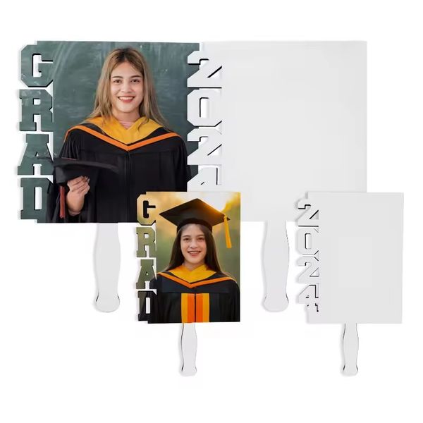 Sublimation 2024 Gradle Paddle Fan Graduate Follage Blanks Fai da te Mdf Wood Board Trasferimento a calore Single Stampa Frame fotografiche Classe Festa Memoriale Decor