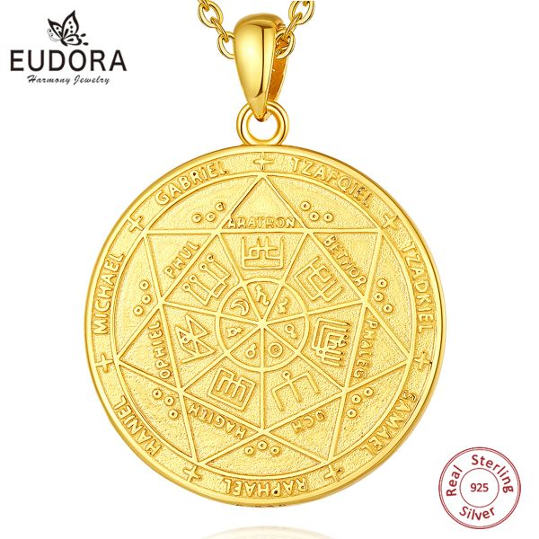 Collane Eudora 925 Sterling Silver Seven Archangels Amulet Collana per Man Women 18K Gold Rune Summon Magic Circle a sospensione gioielli