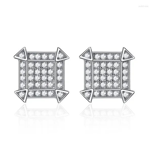 Modelli di orecchini per borchie Square S925 Pure Silver Micro intarsiata Diamond Europa Europa e America Small Versatile
