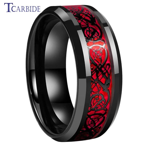 Bande da 8 mm Mens Black Womens Tungsten Carbide Engagement Anghio