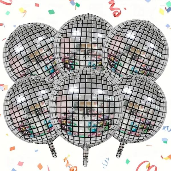 Party -Dekoration 6 PCs Disco Foilballons Aluminium Mylar 4d Silber Metallic Mirror Ballon Vorräte