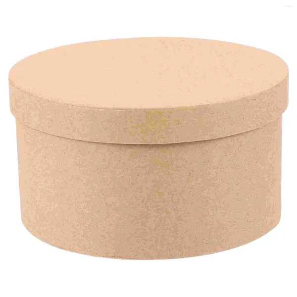 Borse di stoccaggio rotonde scatole regalo torta kraft carta piccola 14x14x7,5 cm Porta di caramelle Khaki Cookie portatili