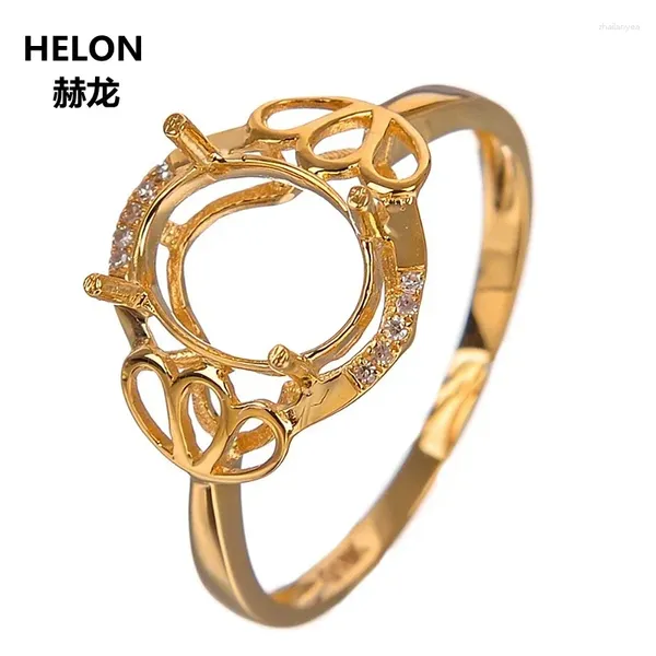 Anelli a cluster Solido diamanti naturali in oro giallo solido Ring da donna 7x9mm Cut semi -montaggio Impostazione del matrimonio Ridimensionabile