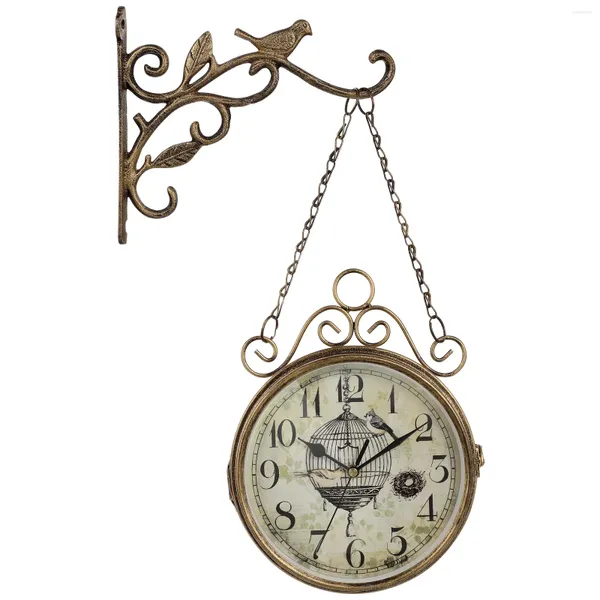 Orologi da parete Iron Iron Bird Ordine Orologio retrò Digital Digital Hanging Creative Decor (senza)