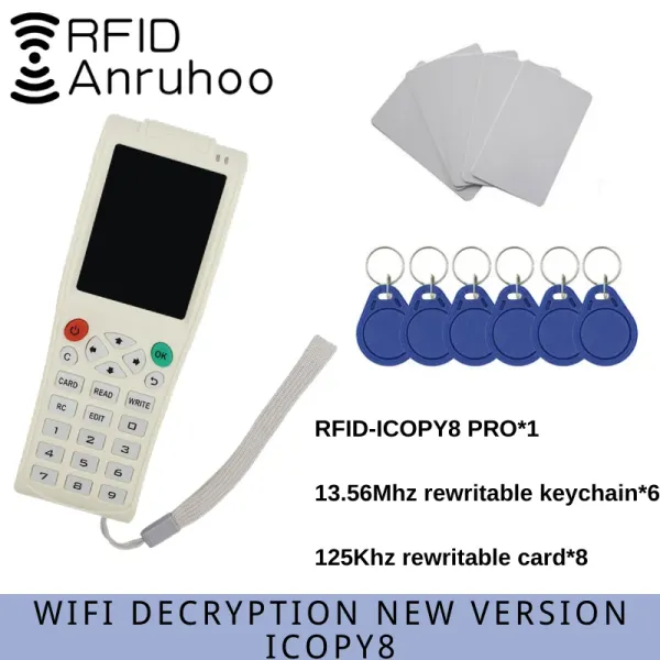 Controllo Nuovo ICopy8 Crittografia completa Decodifica WiFi DECODING RFID Access Card Card Reader NFC Card Writer Smart Chip Card Coper Coper