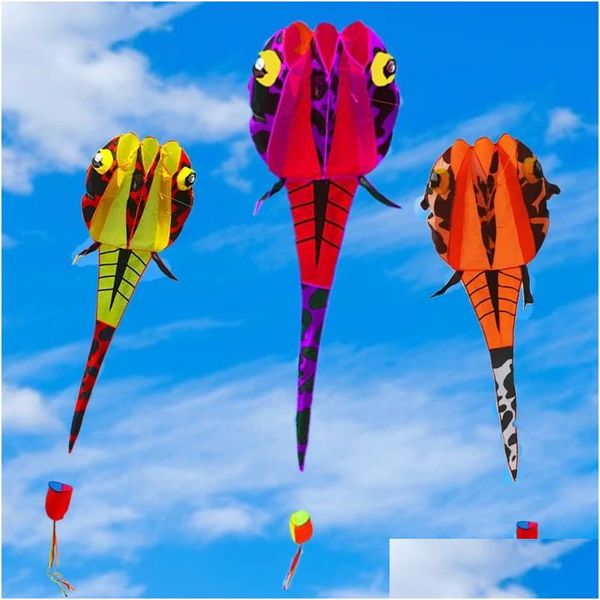 Kites 3d Soft Kite Skeletonlenless 2m Tadpole Animal Tear resistente à interação filho Fácil de voar na brisa 240127 Drop Deli Dhczt