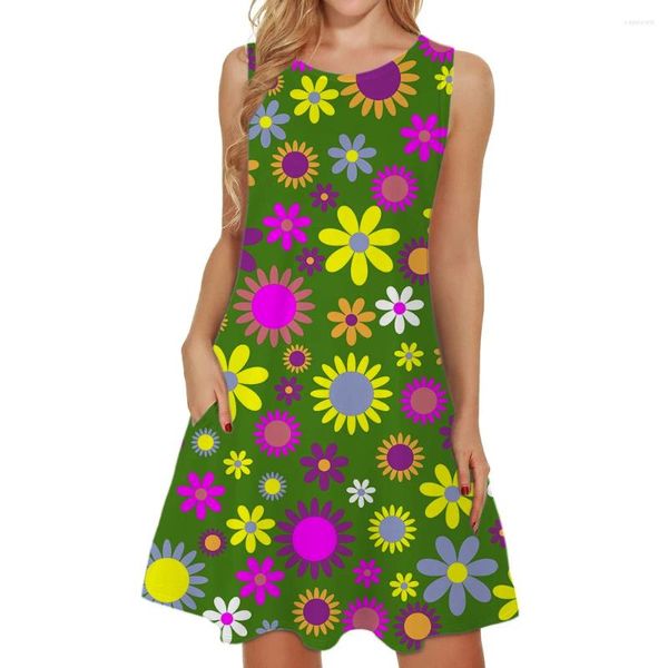Повседневные платья летние богемные миди -платья стиль женский цветочный цветочный гавайский запас