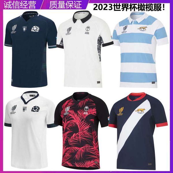 Men Jersey 2023 Copa do Mundo de mangas curtas Rugby Jerseys para Escócia, Argentina, Fiji, Matches em casa e fora