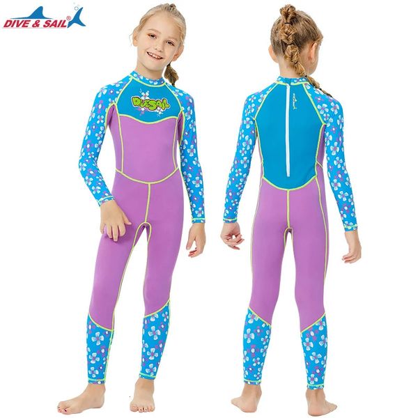 Kinder Ganzkörper Badeanzug für Mädchen Jungen Hautausschlag Wache Langarmusuit Haut Ein Stück Kinder Badwearquick Trockener Sonne UV Schutz 240415