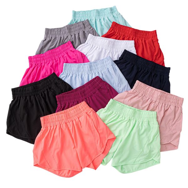 Lu302 Brand feminino yoga roupas shorts exercitam calças curtas LL com zíper para fitness wear garotas executando calças femininas elásticas