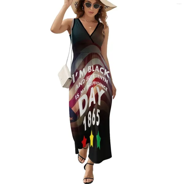 Abiti casual Juneteenth è il mio abito da giorno per l'indipendenza Summer Street Fashion Boemia Long Womens High Waist Custom Elegant Maxi