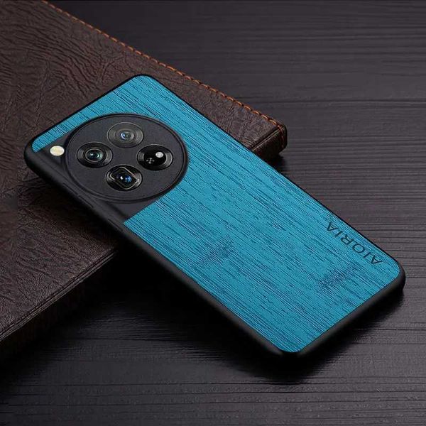 Mobilfunkkoffer Koffer für OnePlus 12 12r 5G Funda Bambus Holzmuster Leder Telefon Deckung Luxus Coque für OnePlus 12 CAPA CAPA