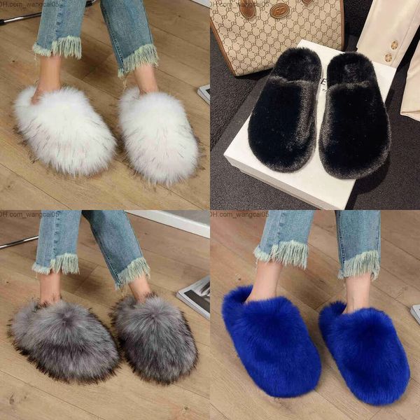 Frauen Winter Faux Pantoffeln warm warm plüsch flach home gleitet flauschige pelzige raccoon pelze flip flops plattform ca. Lady Schuhe T230712