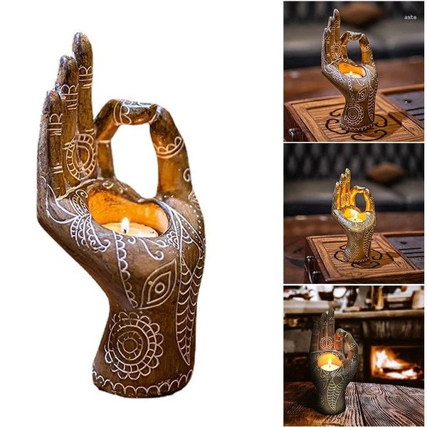 Kerzenhalter kreativer Halter Dekorative Buddhist Style Candlestick Harz Zen handgeformte Handwerks Weihrauch Brenner für Hauszubehör