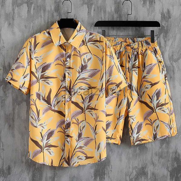 Erkek Trailtsits Streetwear Summer Beach Style Loose Shirt Hawaiian Sıradan Şort Seti Erkek Basılı İki Parçalı Set Moda Seti