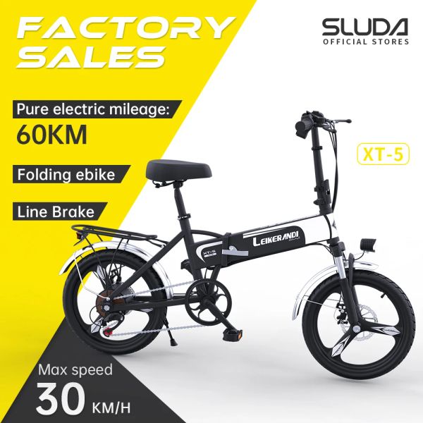 Bicycle Sluda Nuova mini bici elettrica pieghevole XT5 Mini Electric Bike da 500 W in lega di alluminio senza spazzole in alluminio Aldult EBICECLE BATTERE LITTIO PORTATILE EBIKE EBIKE