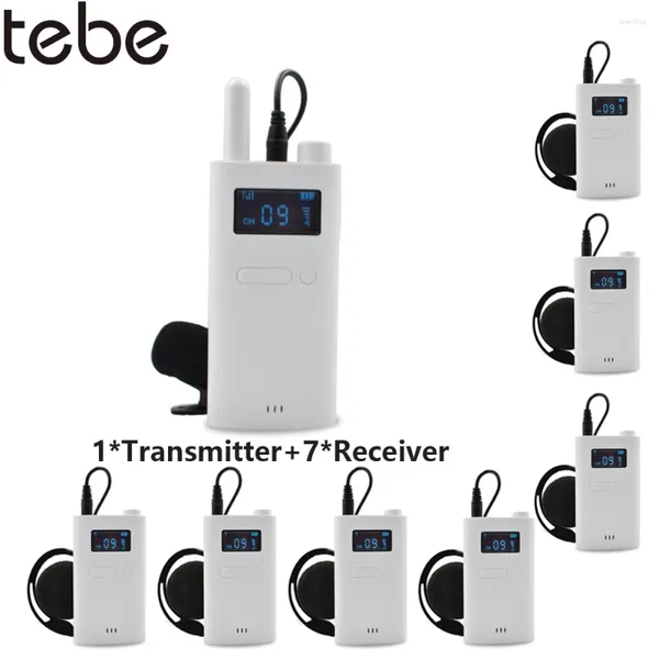 Microfoni Guida al tour Tebe Sistemi audio trasmettitori wireless portatili e ricevitore con auricolare mirophone per la formazione di insegnanti in chiesa