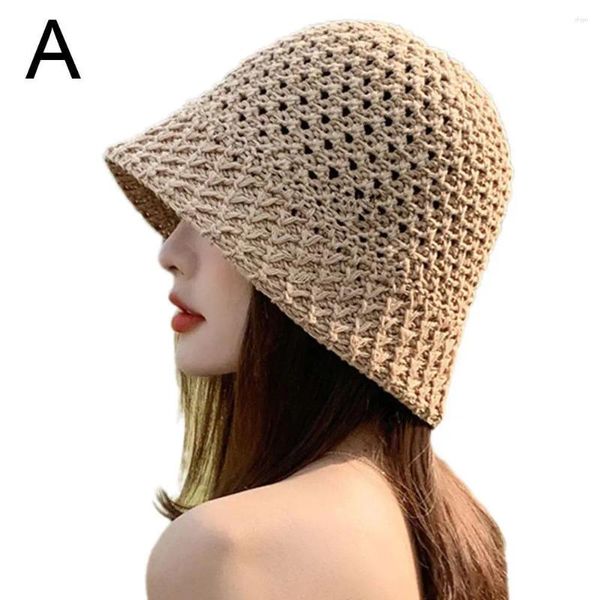 BERETS EVERS ESSIRE BRIM Floppy Cappelli pieghevoli donne pieghevoli da spiaggia della spiaggia Cappello Fashion Hollow Fisherman Cap 4 Colore