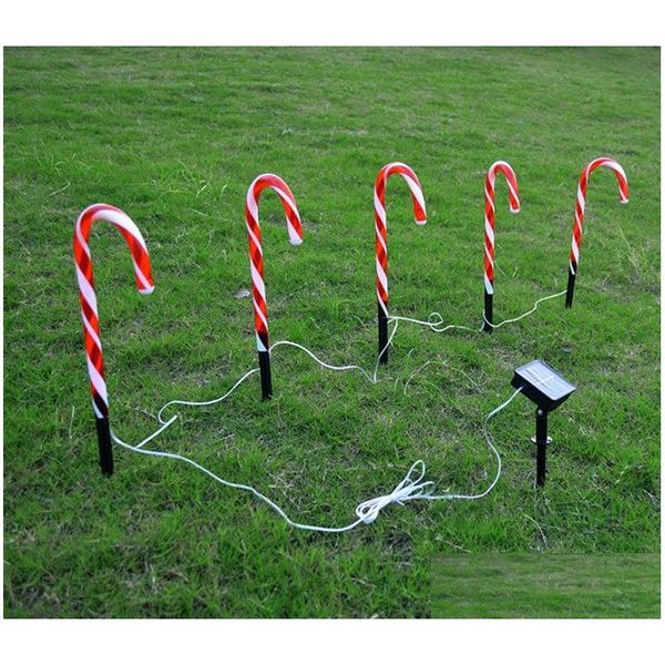 Andere festliche Partyversorgungen Solar Cane Light One Drag Four Five Candy Lights Weihnachten Dekoration LED Holiday Drop Lieferung Home ga Dhgpa